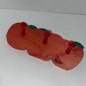 Coat Hooks Apple Wall Hook Hanger Wood Decor Handcrafted 10”